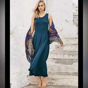 Peruvian Connection Marseilles Maxi Dress in dark blue. Size Small Retail $149